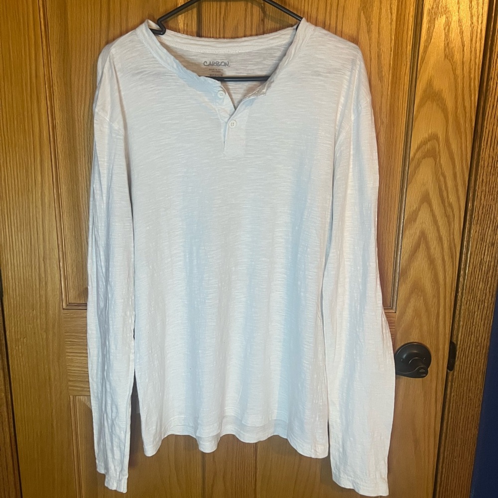 Carbon White Long Sleeve Tee Soft Knit Versatile Men’s Size Medium